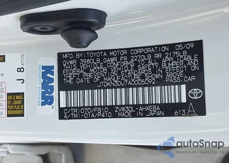 2010 Toyota Prius Ii z USA, uszkodzony, nr VIN JTDKN3DU7A0005092